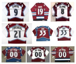 Aangepaste heren dames jeugd Colorado''Avalanche''Hockey Jersey ROB BLAKE TEEMU SELANNE THEOREN FLEURY Joe Sakic Claude Lemieux PETER FORSBERG Patrick Roy RAY BOURQ