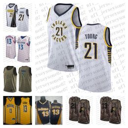 Personnalisé Hommes Femmes Jeunes Indiana''Pacers''13 Mark''Jackson 21 Thaddeus''Young Green Camo noir blanc Basketball Jersey