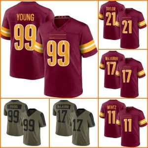 Maillot personnalisé pour hommes et femmes Mclaurin Washington''redskins''11 Carson Wentz 17 Terry Mclaurin Football 99 Chase Young Commander 91 Taylor Heinicke Al
