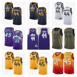 Aangepaste heren dames jeugd kinderen Utah''Jazz''44 Bojan''Bogdanovic 45 Donovan''Mitchell Camo zwart rood basketbal throwback Jersey