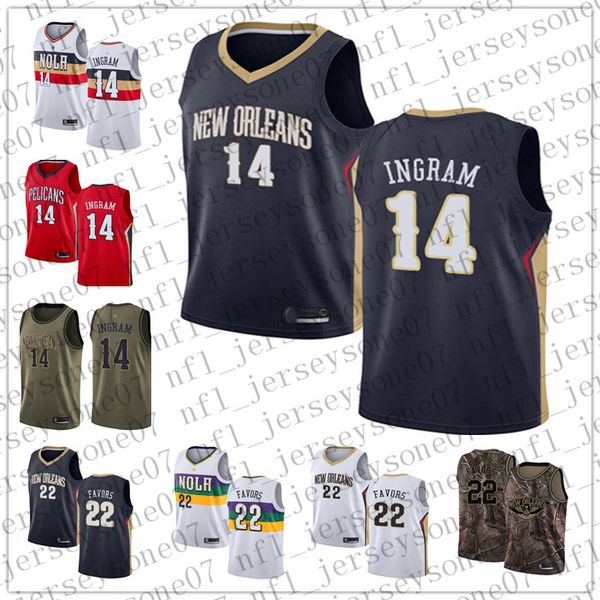 Personnalisé Hommes Femmes Jeunes New Orleans''Pelicans''14 Brandon''Ingram 22 Derrick''Favors Camo noir blanc rouge Basketball Throwback Jersey