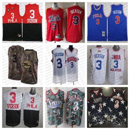 Aangepaste heren dames jeugd philadelphia''76ers''0 Josh Richardson 2 Moses Malone Camo zwart blauw wit basketbal throwback Jersey