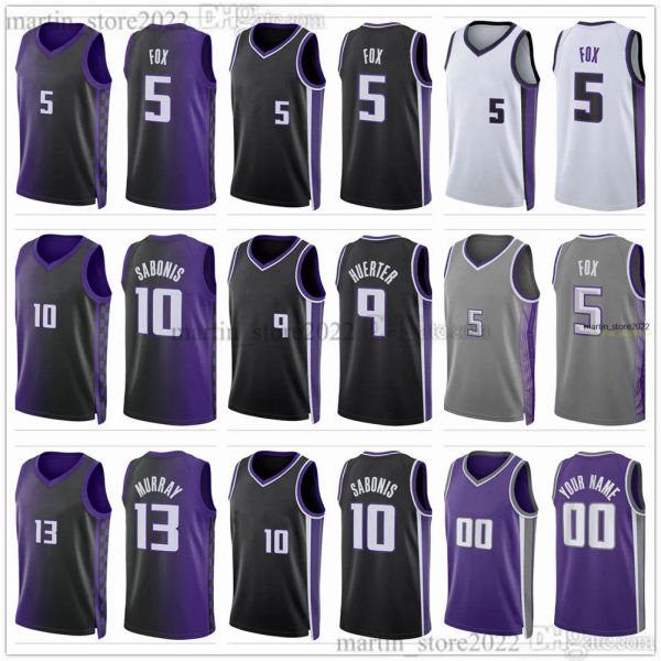 Maillots de basket-ball personnalisés pour hommes et femmes de Sacramento Kings De'Aaron 5 Fox Domantas 10 Sabonis Davion 15 Mitchell Kevin 9 Huerter Keegan 13 Murray Malik 0 Monk