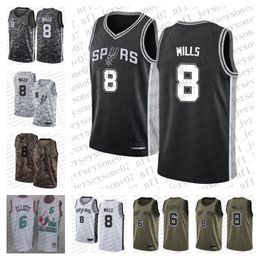 Personnalisé hommes femmes jeunesse san antonio''Spurs''6 Sean Elliott 8 Patty Mills Camo noir blanc basket-ball maillot de retour