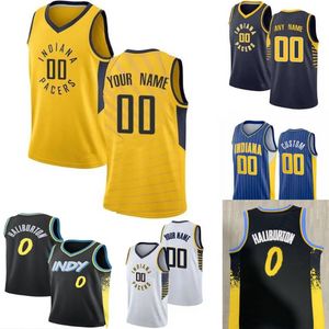 Personnalisé Hommes Femmes Jeunes 3 Chris Duarte Enfants CE Jersey IndiANA 24 Buddy Hield City Basketball Jersey Noir Blanc Or 33 Myles Turner 0 Tyrese Haliburton Jersey