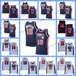 Camisetas de baloncesto retro personalizadas para hombre XS-6XL 1992 15 Johnson 14 Barkley 7 Bird 10 Drexler 8 Pippen 11 Malone 12 Stockton Jersey cosido Cualquier nombre Cualquier número