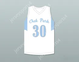 Custom Mens Youth / Kids Ochai Agbaji 30 Oak Park High School Northmen White Basketball Jersey 2 Top cousé S-6XL