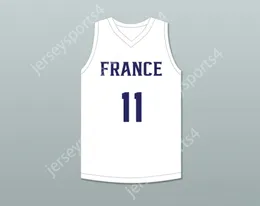 Aangepaste heren Jeugd/Kinderen Ousmane Dieng 11 France White Basketball Jersey 2 Top gestikte S-6XL
