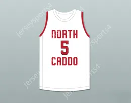Custom Mens Jeugd/Kinderen Robert Williams III 5 North Caddo High School Titans White Basketball Jersey 2 Top gestikte S-6XL