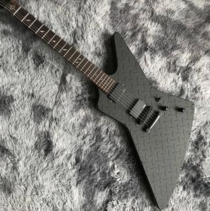 Custom Metallic Ltd JH-2 James Hetfield Matte Black Diamond Plate Explorer Electric Guitar Ninja Star Inlay China Emg Pickups Hardware negro