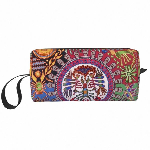 Personnalisé mexicain Huichol Folk voyage sac cosmétique femmes maquillage organisateur de toilette dames beauté stockage Dopp Kit z2ak #