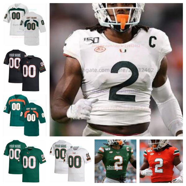 Personalizado Miami Cam McCormick Henry Parrish Hurricanes Fútbol universitario NCAA Jersey Cualquier nombre Número Hombres Mujeres Jerseys juveniles 15 Markeith Williams 16 Isaiah Horton