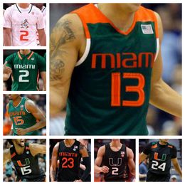 Maillot de basket-ball personnalisé des Hurricanes de Miami Maillot cousu NCAA N'importe quel numéro de nom Hommes Femmes Jeunes brodés 2 Carson Mastin 1 Michael Nwoko 5 Wooga Poplar