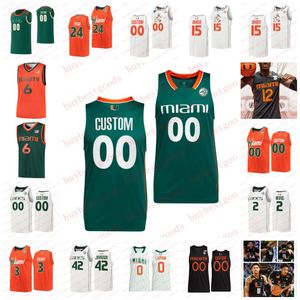 Camisetas de baloncesto de Miami Hurricanes personalizadas 4 Lonnie Walker IV 11 Bruce Brown Tim James Jack McClinton Don Curnutt Rick Barry Charlie Moore Jersey cosido