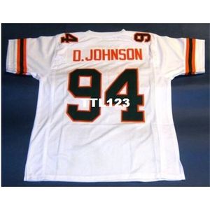 Custom Miami Hurricanes Mannen # 94 Dwayne Johnson University College Jersey Size S-4XL of Custom Any Name of Number Jersey