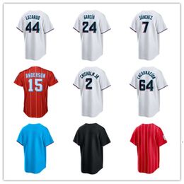 Personalizado Miami Hombres Mujeres Jóvenes Marlins 2 Chisholm Jr. 64 Jerar Encarnación 7 Jesús Sánchez 27 Avisail García 15 Anderson 44 Luzardo 22 Alcántara Camisetas de béisbol