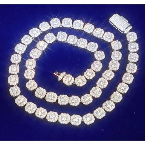 Colliers personnalisés en chaîne de Zircon carré Miami, diamant Moissanite cultivé en laboratoire, bijoux fins Hip Hop glacés, chaînes de Tennis S925