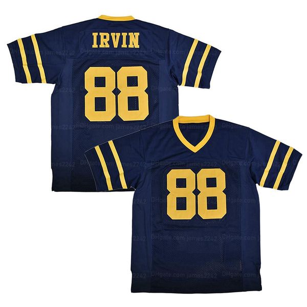 Custom Michael Ivrin 88# Jersey de fútbol de la escuela secundaria Ed Blue Any Nombre Número Tamaño S-4XL Jerseys Camiseta