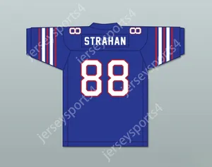 Custom Michael Strahan 88 Westbury High School Huskies Blue Football Jersey Top cousé S-6XL