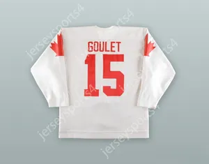 Custom Michel Goulet 15 Team Team Canada Canada Cup Cup de hockey blanc Top cousé S-M-L-XL-XXL-3XL-4XL-5XL-6XL