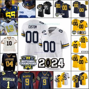 Champions du Michigan personnalisés JJ McCarthy College Football Jersey Hommes Femmes Jeunes Tous les maillots cousus 16 Davis Warren Jack Tuttle Alex Orji Jayden Denegal