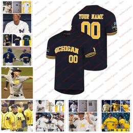 Maillot de baseball personnalisé Michigan Wolverines Connor O'Halloran Chase Allen cousu Jacob Denner Noah Rennard Ahmad Harajli Mitch Voit Michigan maillots pour hommes