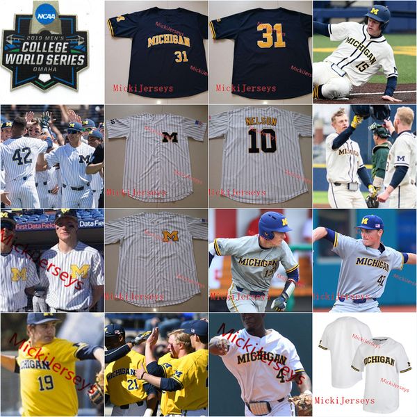 Maillot de baseball personnalisé Michigan Wolverines Barry Larkin ALEC RENNARD Jim Abbott Don Lund Bill Freehan Erik Bakich Miles Lewis Jord Brewer Jimmy Kerr Jesse Elliott