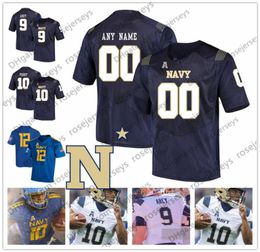 Custom Midshipmen 2019 College Football White Royal Blue Angels 9 Zach Abey 10 Malcolm Perry Staubach 6 Perry Olsen Men Men Youth Jers6508598