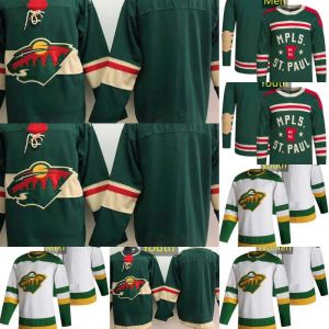 Maillots de hockey personnalisés du Minnesota Wild 21 Brandon Duhaime 46 Jared Spurgeon 38 Ryan Hartman 58 Mason Shaw 18 Jor dan Greenway 80 Pavel Novak 57 Dakot