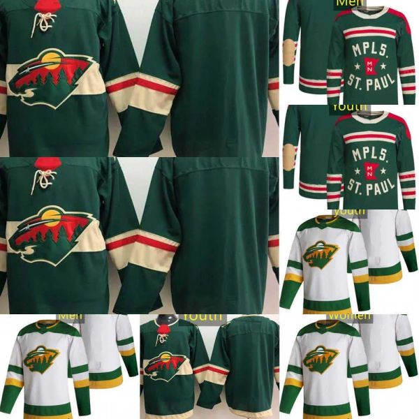 Jerseys de hockey personalizados de Minnesota Wild 21 Brandon Duhaime 46 Jared Spurgeon 38 Ryan Hartman 58 Mason Shaw 18 Jor dan Greenway 80 Pavel Novak 57 Dakot