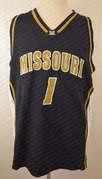 custom Missouri Tigers #1 College NCAA Basketbal Jersey Zwart Gestikt Aanpassen elk nummer naam MANNEN DAMES JEUGD XS-5XL