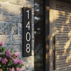 Panneau de numéro de maison moderne personnalisé, en acrylique mat, avec chiffres d'adresse, plaques imperméables extérieures, grand panneau de porte horizontal vertical 231226