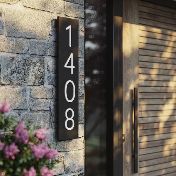 Letrero de número de casa moderno personalizado Letrero de dígitos de dirección de acrílico mate Placas impermeables al aire libre Letrero de puerta horizontal grande vertical 231226