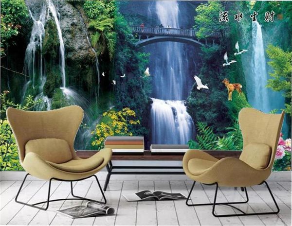 Fond d'écran de peinture murale moderne personnalisée Beau paysage cascade de dépassement intérieur décoration intérieure peinture de peinture murale.