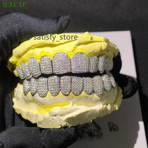 Aangepaste Moissanite 925 Silver Tands Grillz Silver Diamond Hip Hop Tooth Grills For Men Dames Sieraden Pas de diamantstest