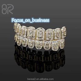 Moisanite personnalisé Iced Out Grillz Hot Sell Bar Bar Radiant Cut Silver 10k 14K 18K VVS Gold Hip Hop Bereal Jewelry Grillz