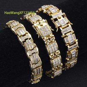 Aangepaste Moissanite Mannen Vrouwen Armbanden Ontwerp 925 Sterling Zilver Iced Out Sieraden Gouden Hand Armband Voor Mannen