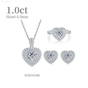 Personnalisé Moissanite Pendentif Collier Boucles D'oreilles 1 Ct Ensemble De Bijoux 9k 10k 14k 18k Or Moissanite Diamant Femmes De Luxe Anneaux De Mariage