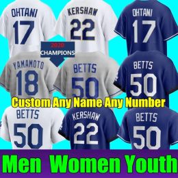 Personalizado Mookie Betts Jersey 17 Shohei Ohtani 18 Yoshinobu Yamamoto Freddie Freeman Béisbol Dodgers Clayton Kershaw James Outman Urías Hombres Mujeres Jóvenes