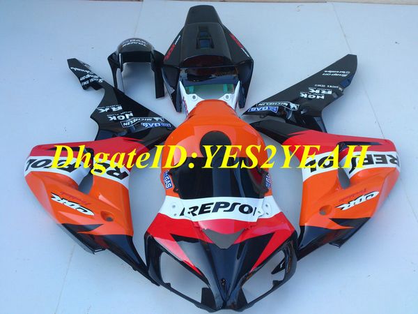 Kit de carenado de motocicleta personalizado para Honda CBR1000RR 06 07 CBR 1000RR 2006 2007 CBR1000 ABS Rojo naranja negro Juego de carenados + Regalos HH48