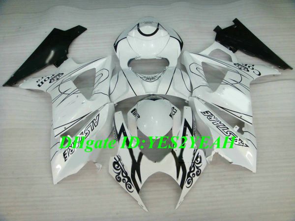 Kit de carénage de moto personnalisé pour SUZUKI GSXR1000 K7 07 08 GSXR 1000 2007 2008, ensemble de carénages en plastique ABS blanc noir + cadeaux SX09