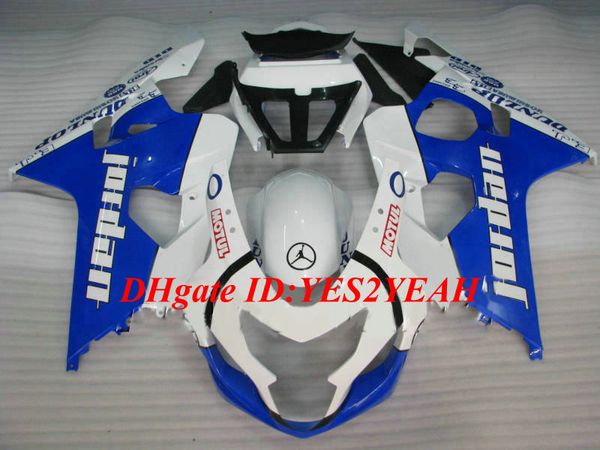 Kit de carénage de moto personnalisé pour SUZUKI GSXR600 750 K4 04 05 GSXR600 GSXR750 2004 2005 Ensemble de carénages ABS Top Blanc bleu + Cadeaux SG06