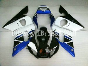 Custom Motorcycle Fairing Kit voor Yamaha YZFR6 98 99 00 02 YZF R6 1998 2002 YZF600 White Blue Black Backings Set + Gifts YM13