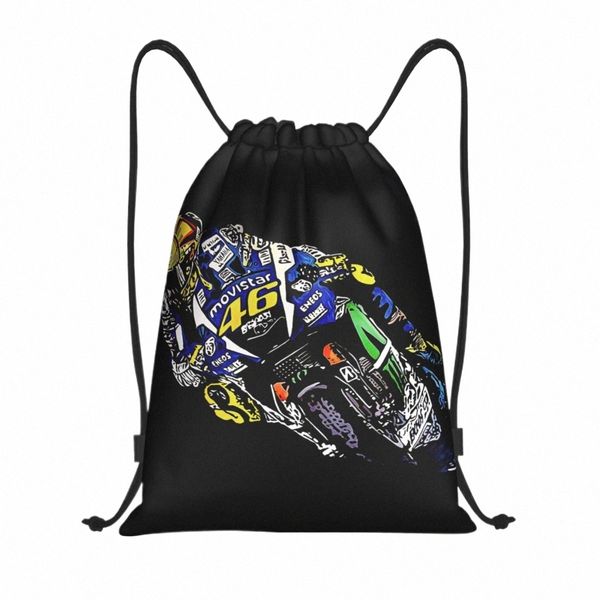 Custom Motorcycle Racing Rossi Sac à cordon pour magasin Yoga Sacs à dos Femmes Hommes Sports Gym Sackpack l4M5 #