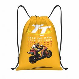 Sports de moto personnalisés Île de Man TT Races Sac à cordon Hommes Femmes Sports légers Gym Sac à dos de stockage 52Dv #