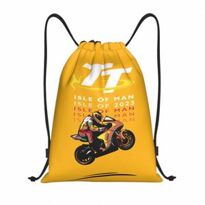 Aangepaste motorfietssport Isle of Man TT Races Drawstring Bag Men Women Lightweight Sports Gym Storage Backpack T2OG#