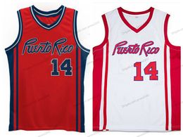 Aangepaste film Del Toro Benny Dalmau #14 Puerto Rico Basketball Jersey Basquiat genaaide witte rode S-4XL Naam en nummer