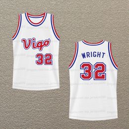 Film personnalisé Monica Wright #32 Vigo Basketball Jersey Blanc Cousu N'importe Quel Nom Numéro Taille S-4XL