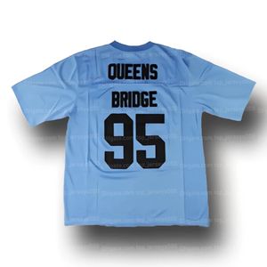 Camisetas de fútbol personalizadas de Queens Bridge # 95 de la película, todas cosidas en azul, cualquier nombre, número, tamaño S-4XL