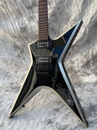 Guitare électrique MS personnalisée Vintage en noir avec bord argenté